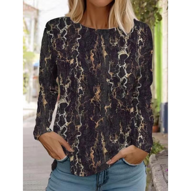 3D Print Women's Hawaiian Style Retro Fashion Tops Long Sleeve Round Neck Pullover Casual Long Sleeve T-shirt Designer