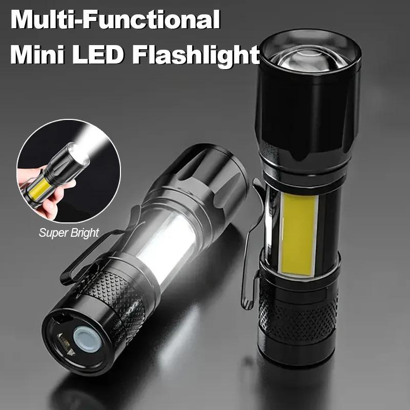 Built In Battery Zoom Focus Mini Led Flashlight Torch Lamp Lantern 2000Lumen Adjustable Outdoor LED small flashlight with side light