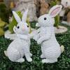 M-Modern-Simulation Bunny Figurine Festival Art Craft Ornament Easter Tabletop Decoration, Easy To Use White-B