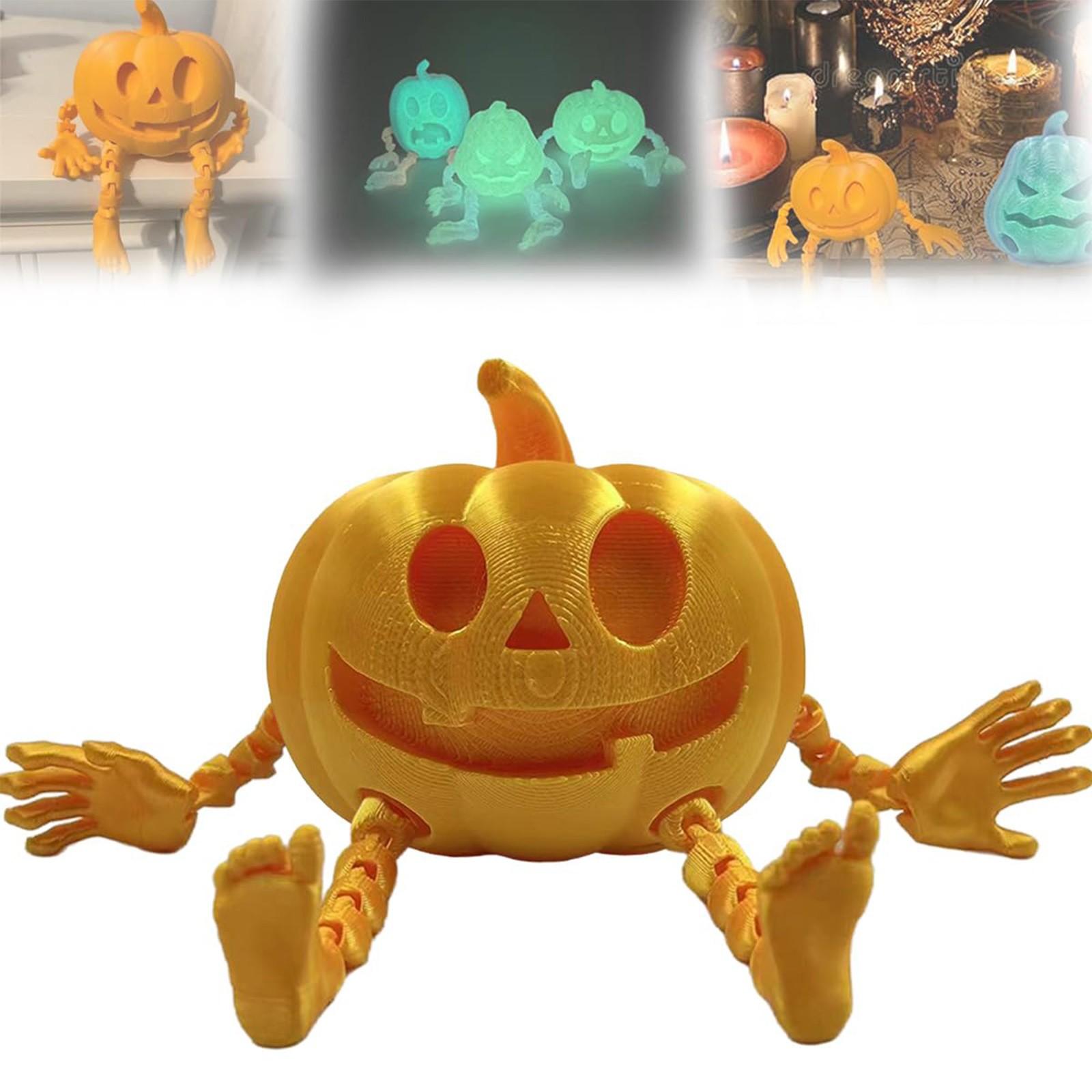 

3D флуоресцентные тыквы, 3D-печатный шарнирный декор тыквы для стола, гибкие игрушки-тыквы в сборе, новинка, игрушка-непоседа тыквы на Хэллоуин One Size
