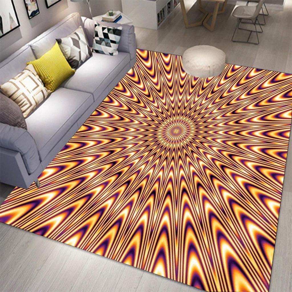 3D sūkurio iliuzijos kilimas, Kūrybingas optinis geometrinis durų kilimėlis, Abstraktaus dizaino neslystantis grindų kilimas svetainės dekoravimui