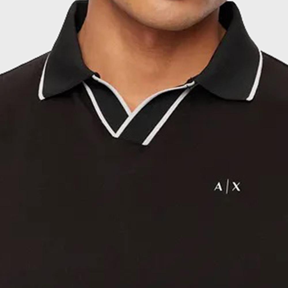 Armani Exchange SS23 Solid Logo Print Casual Short Sleeve Polo Shirt Men tops Black 3RZFFC-ZJDFZ-1200