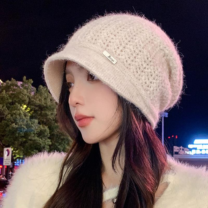 Dicke Strickmütze für den Winter für Damen – warme Pullovermütze mit Fleecefutter, wind- und kältebeständig, Weihnachtsmütze mit Ohrenschutz