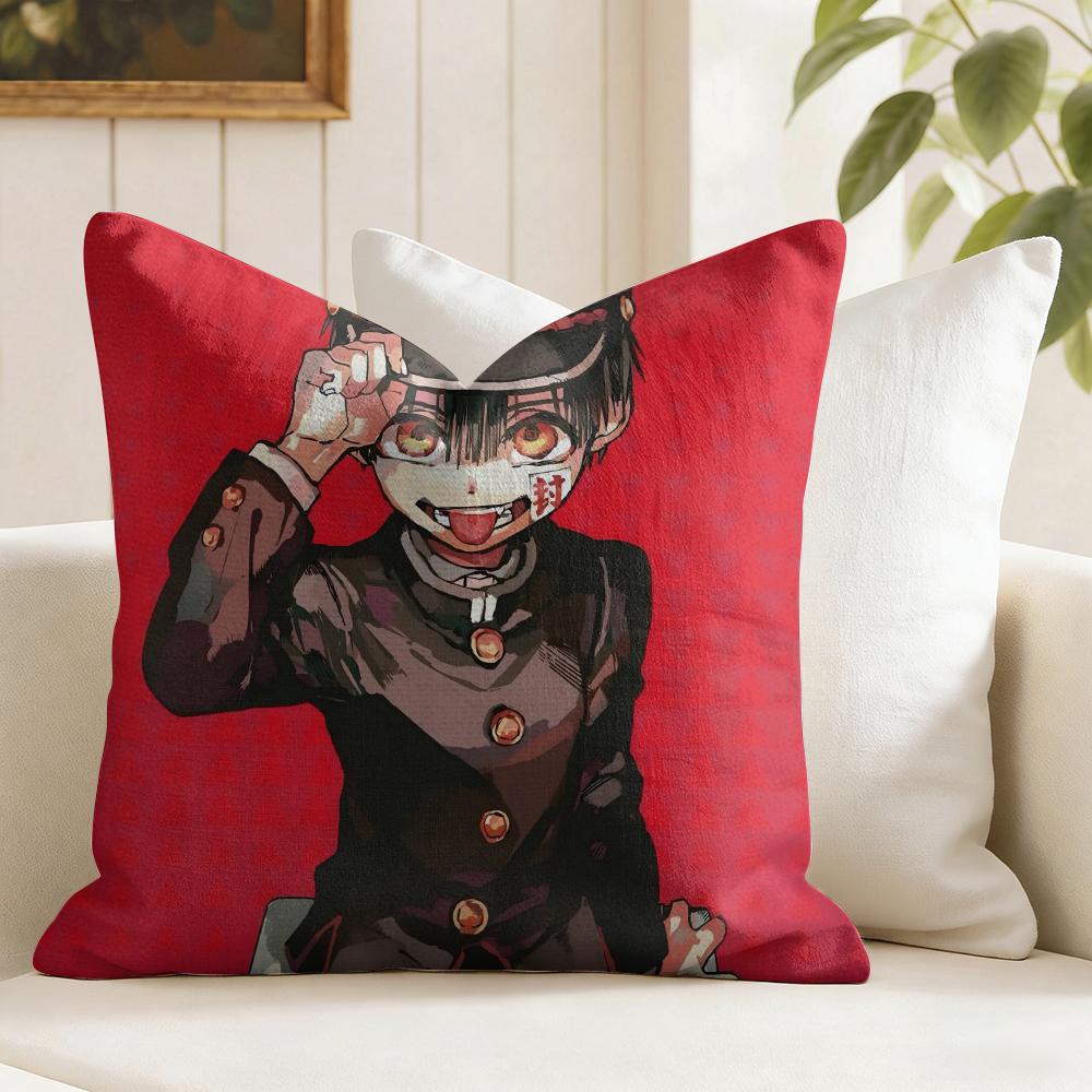 Anime Jjibaku Shounen Hanako Kun Cushion Cover Natural Linen Double Sided Print Throw Pillow Case for Sofa Couch Home Decor