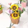 Paper Box Pink Kraft Paper Tote Bag Square Gift Bag  Flower Shop Supplies Valentine's Day Party 10pcs Fresh Flower Packaging