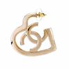 CHANEL Gap Heart Double C Metal Earrings Women's Style