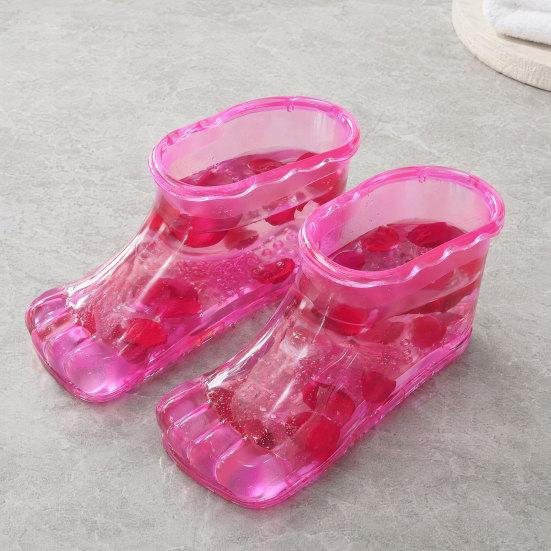 1 Pair Massage Foot Bath Shoes, Portable Feet Soaking Tub Feet Spa Shoes, Pedicure PVC Tall Foot Soaker for Foot Massage Relax