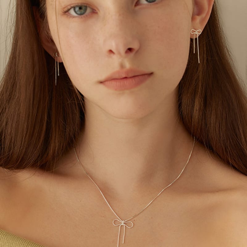 Lewe Shining chain ribbon drop necklace