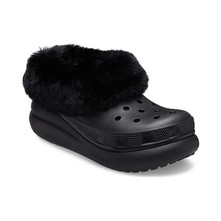 Crocs Clogs Warm Plush Shock Absorbing Non-Slip Durable Low-Top Casual Shoes Unisex Shoes Black 208446-001