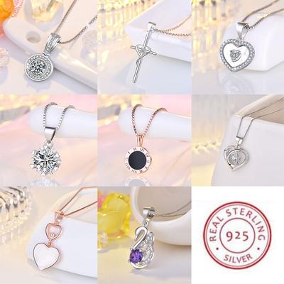 Novo colar de prata esterlina 925 com pingente de zircônia AAA para mulheres, colares de corrente de clavícula da moda, joias para festa de casamento, presente