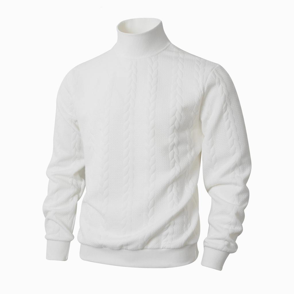 Knitwear Daily Outdoor Casual Solid Color Fashion Jacquard High-Neck Warm Sweater for Men