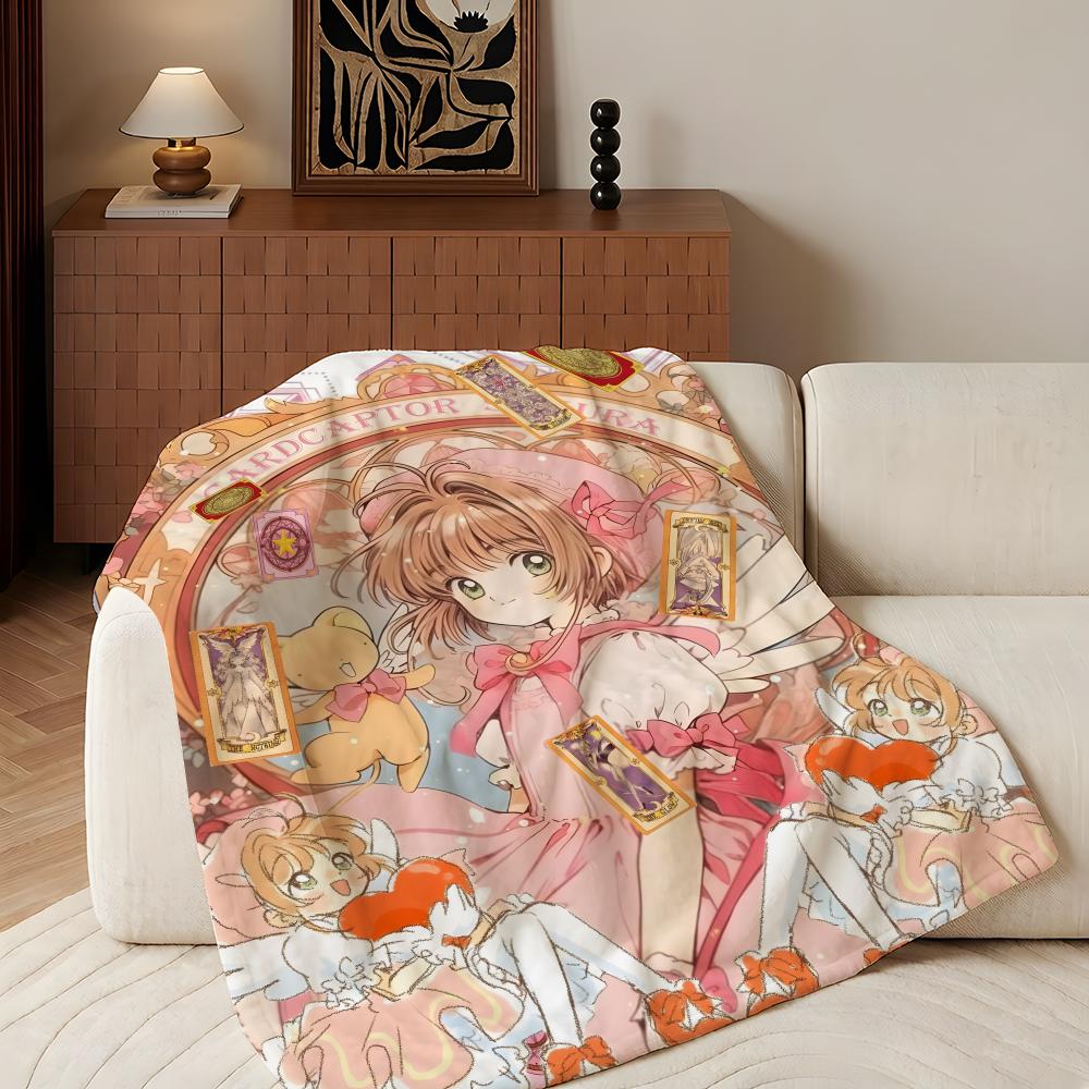 Anime C-Cardcaptor S-Sakura Throw Flannel Throw Blanket, Lightweight Cozy, Durable Washable cute Cool