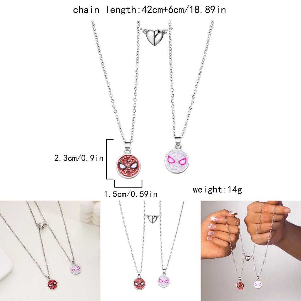 Spiderman Paar Magnetische Halskette mit Geometrischem Anhänger für Frauen