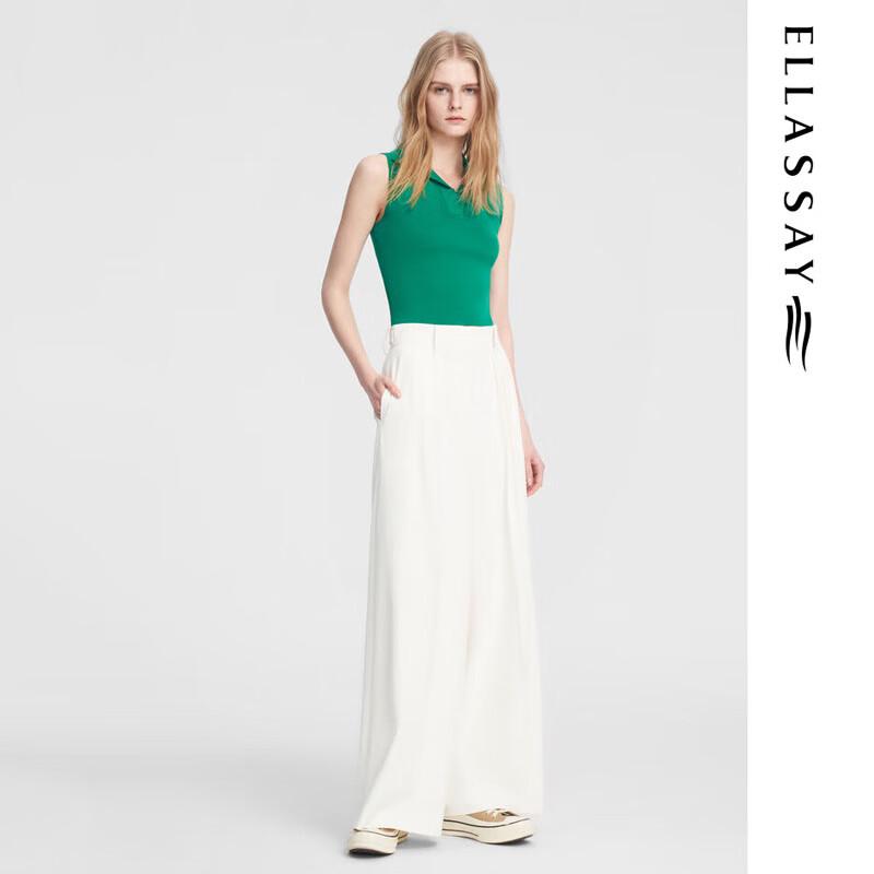 ELLASSAY Pleated Wide-Leg Straight Loose Trousers for Women
