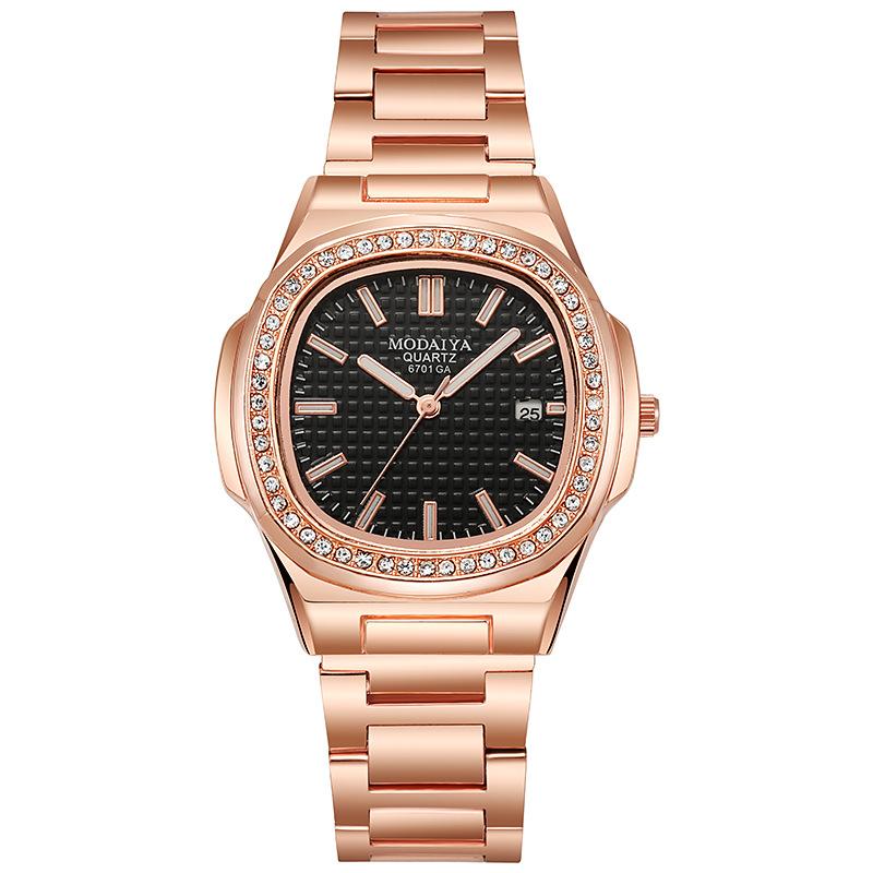 Casual Business Steel Belt Diamond Scale Calendar Men S Youth Quartz Watch