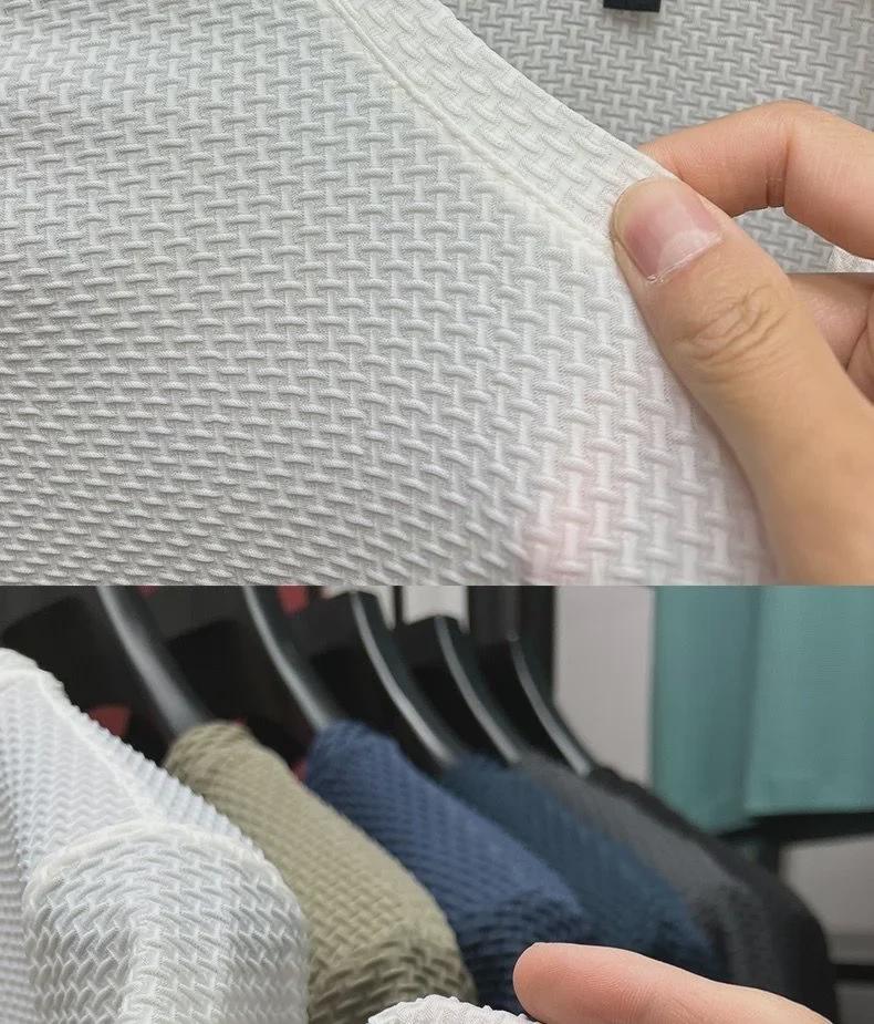 2024 Men's Summer Ice Silk Round Neck Mesh T-Shirt - Short Sleeve, Lightweight, Solid Color