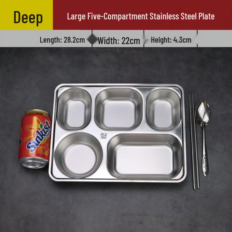 304 Stainless Steel 5-Compartment Meal Plate Set