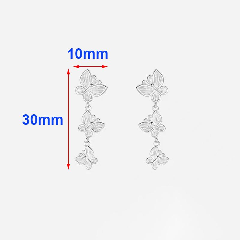 Real 925 Silver Butterfly Tassel Stud Earrings For Women Classic Insect Fine Jewelry Light Accessories