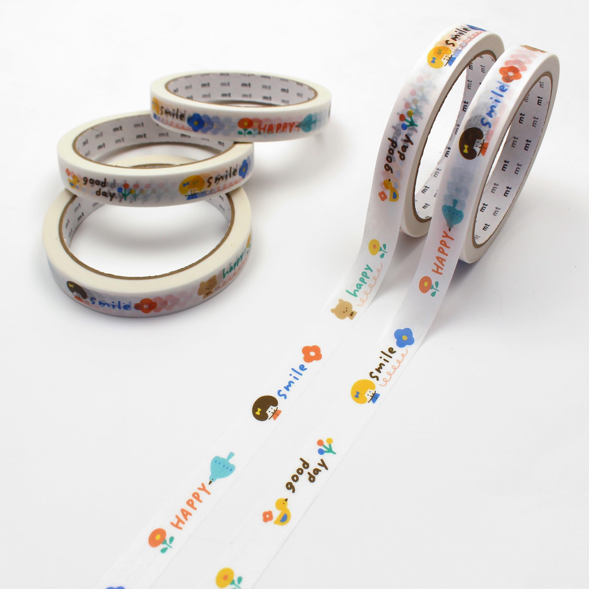 

mt Large Core Smile Perfect for Gift Wrapping Kamoi Kakoshi Cute Tape 5-Pack (Strong Adhesive/Washi Paper) - (Official Retailer/Large Capacity) - -