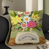 Pink Flower Market Vase Floral Plant Pillow Cover Sofa Cushion Cover Home Room Decoration Children Gift