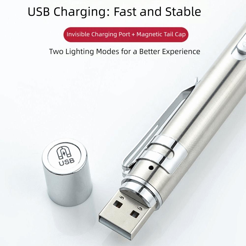 USB Recharging Nurse Flashlight Yellow/White Lights Dual Light Pen Light EMT Equipment
