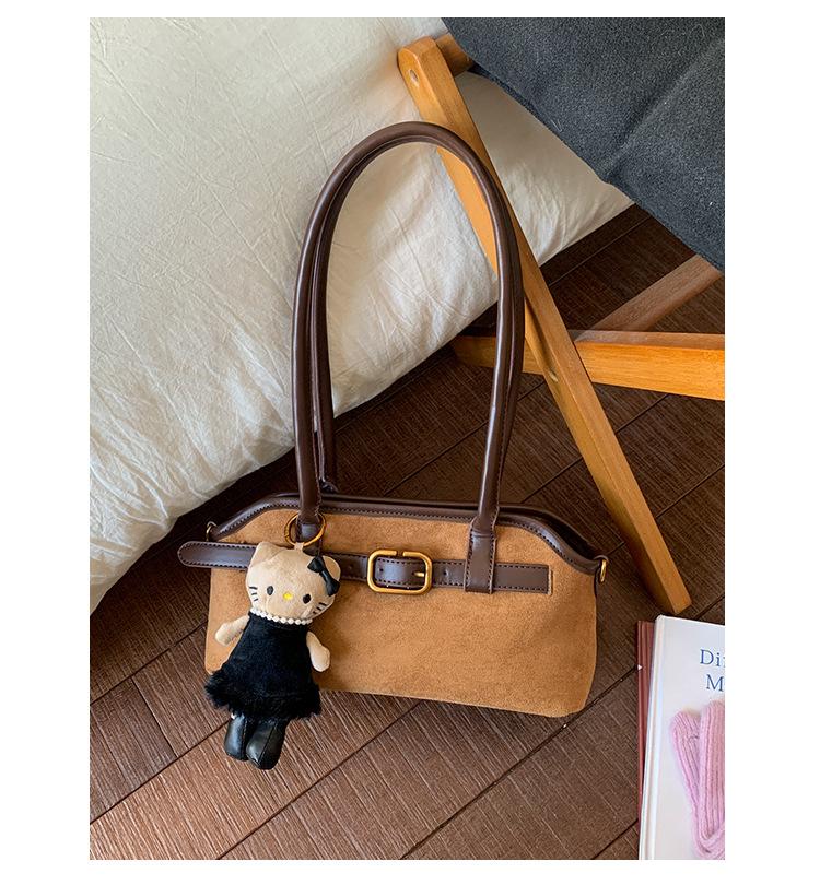 Vintage high-end new 2025 suede, niche hand-carried small bag, commuting simple messenger bag, women's bag