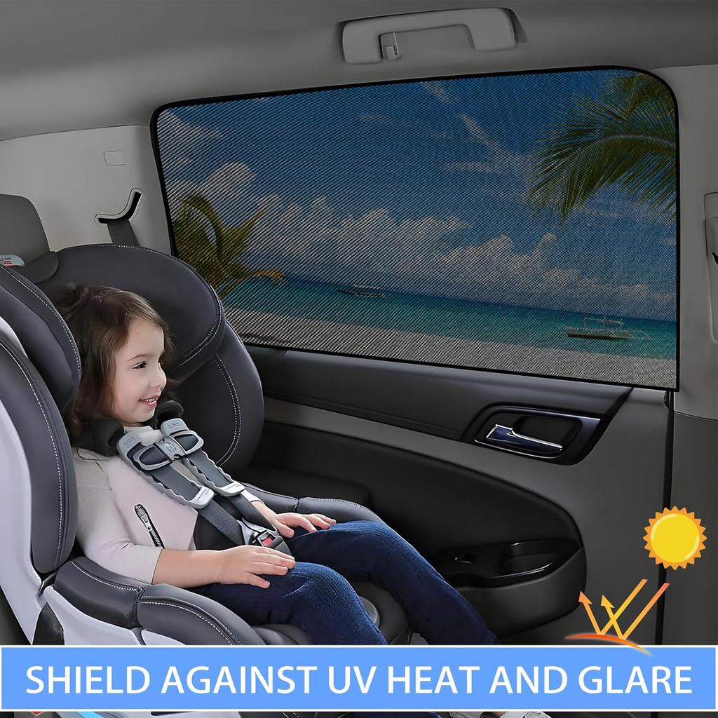 ZATOOTO Car Side Window Sun Shade 4 Pack, Window Shades For Baby Magnetic Mesh Sun Shade Protection From Heat And UV For Sleeping, Camping,