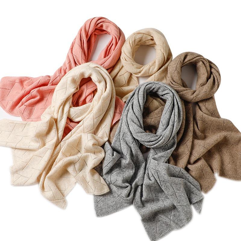 New cashmere scarf, women's short Korean version of autumn and winter warm neck protection knitted versatile hollow scarf