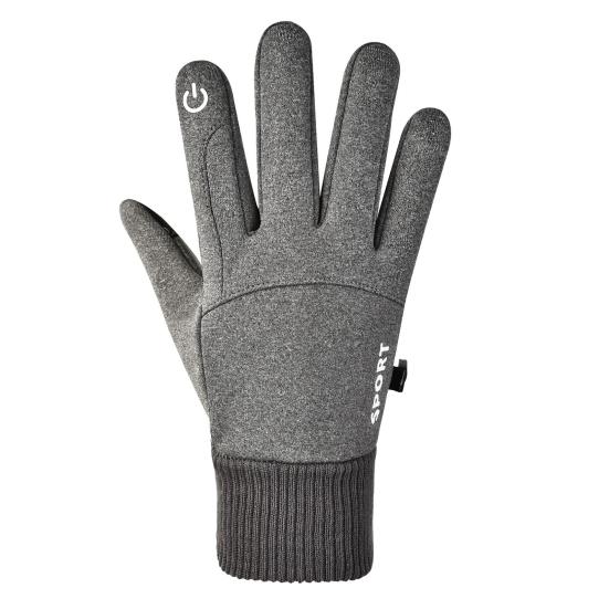 1 Pair Unisex Gloves Fleece Lined Touch Screen Windproof Solid Color Waterproof Cycling Fishing Skiing Gloves for Outdoor