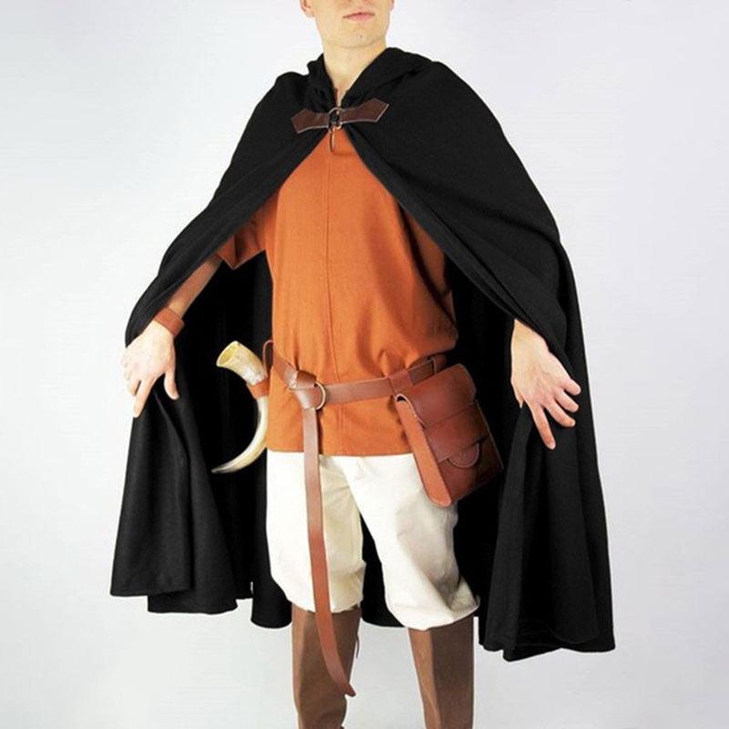 

Cross-border Halloween Hooded Cloak: Medieval Pirate Robe Costume One Size чёрный