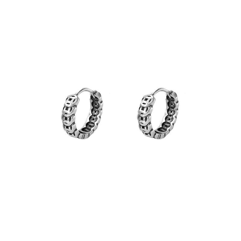 Vintage Heavy Industry Coin Earrings Copper Vein Circle Design Niche Personalized Women's Fashion Temperament Ear Jewelry