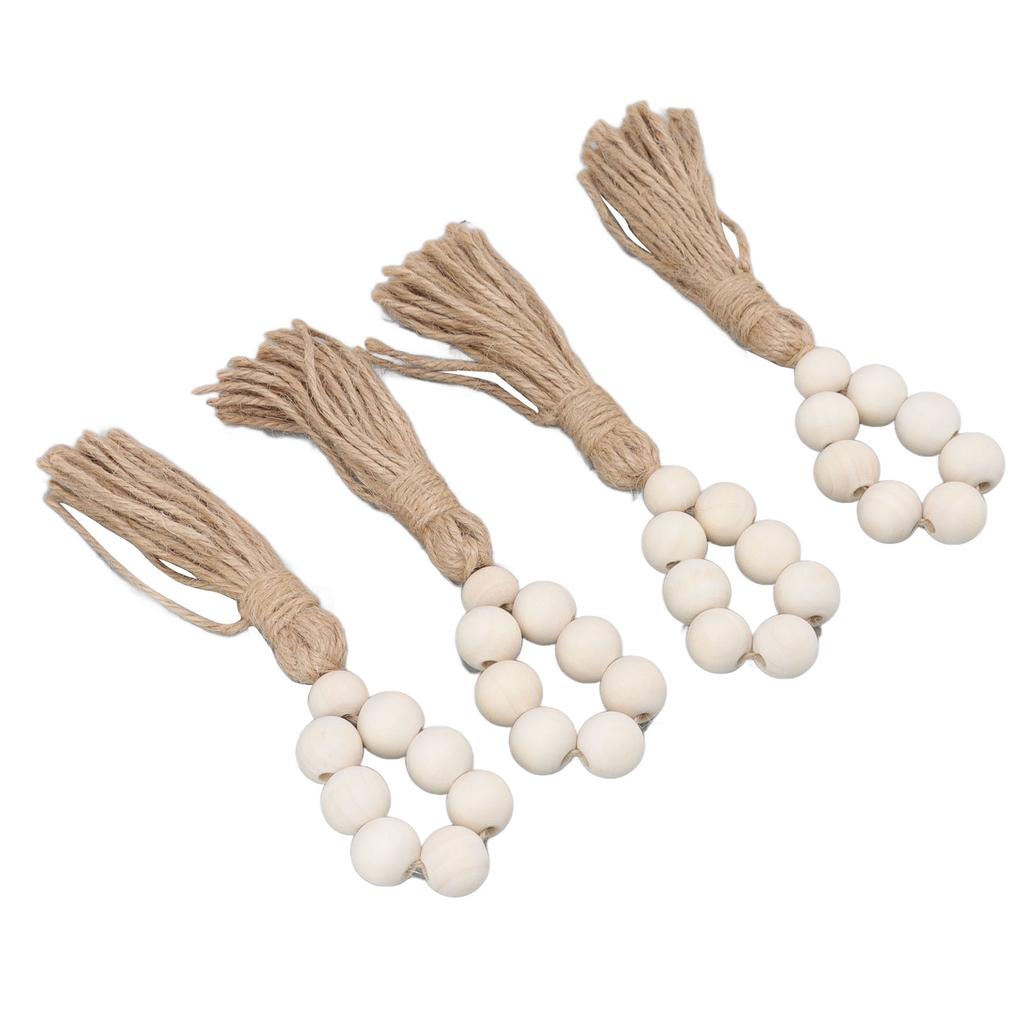 Napkin Ring Decorative Elegant Wood Beads Table Napkin Holder with Tassels for Party Wedding Home