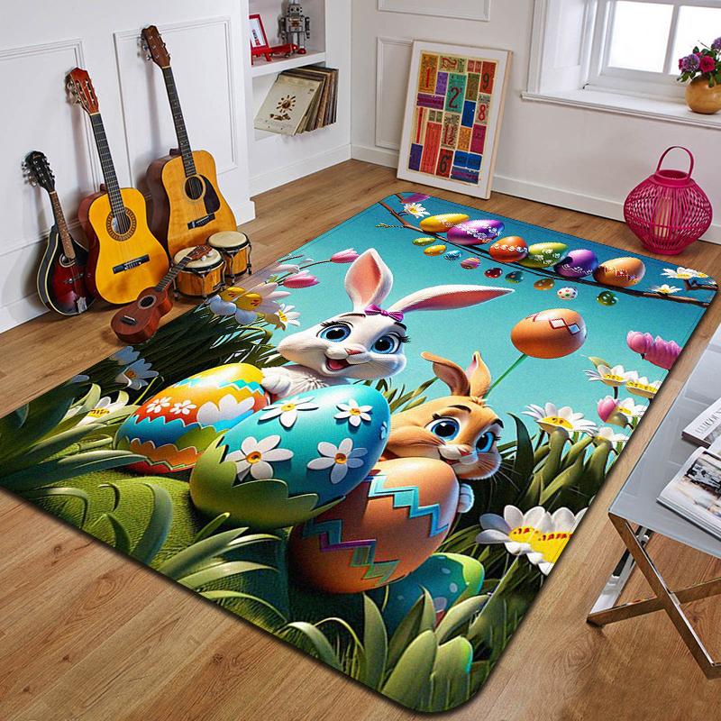 C-Cartoon Rabbit Printed Carpet Fashion Yoga Mat Non-Slip Carpet Bedroom Decoration Outdoor Carpet Bedroom Birthday Gift
