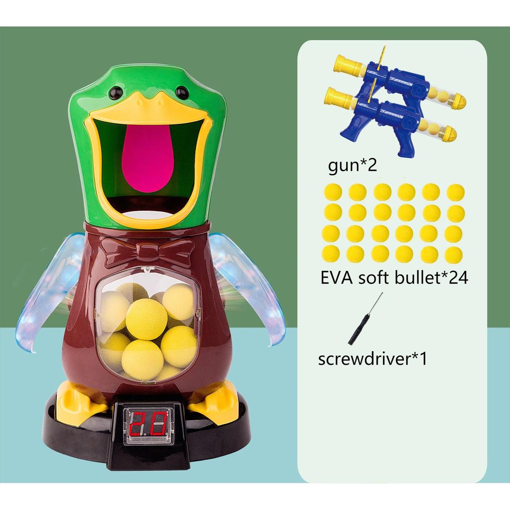 Hungry Shooting Duck Toys Air-powered Gun Soft Bullet Ball With Light Electronic Scoring Battle Games Funny Gun Toy for Kids