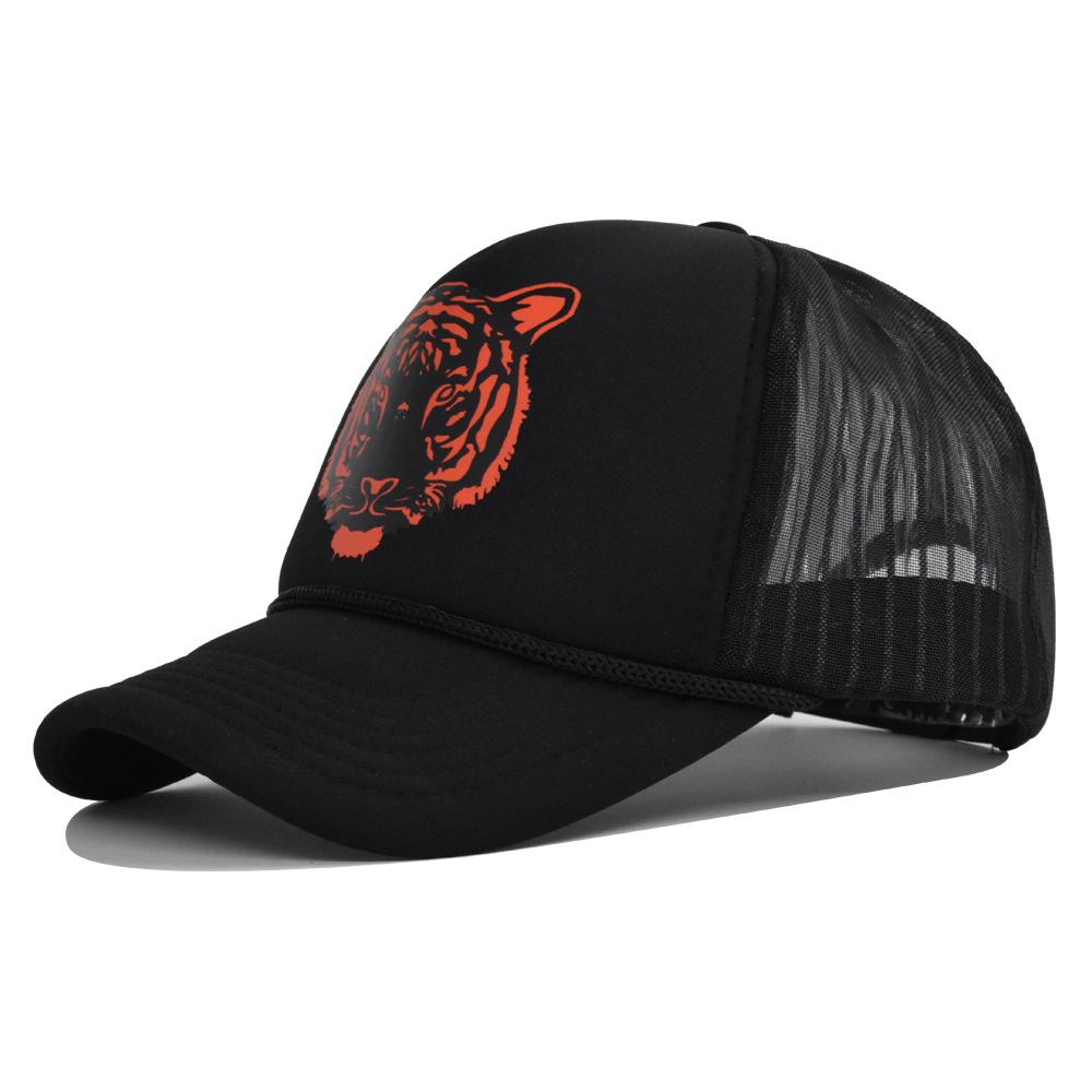 Head Tiger Duck Tongue Baseball Cap Casual Mesh Sun Hat Cartoon Print Cotton Hat