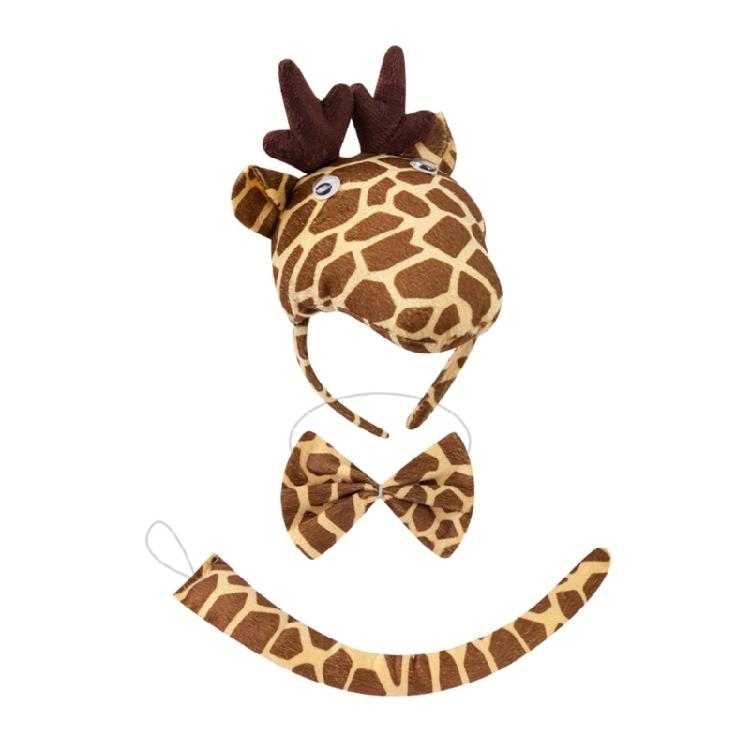 1/3/4/5 Kids Girls Giraffe Ears Headband Bowtie Tutu Skirt Giraffe Tail Animal Giraffe Costume Set for Halloween Cosplay Party