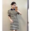 Polo Collar Rhombus Plaid Dress Women's Summer New Retro Niche Design Slim Short Skirt