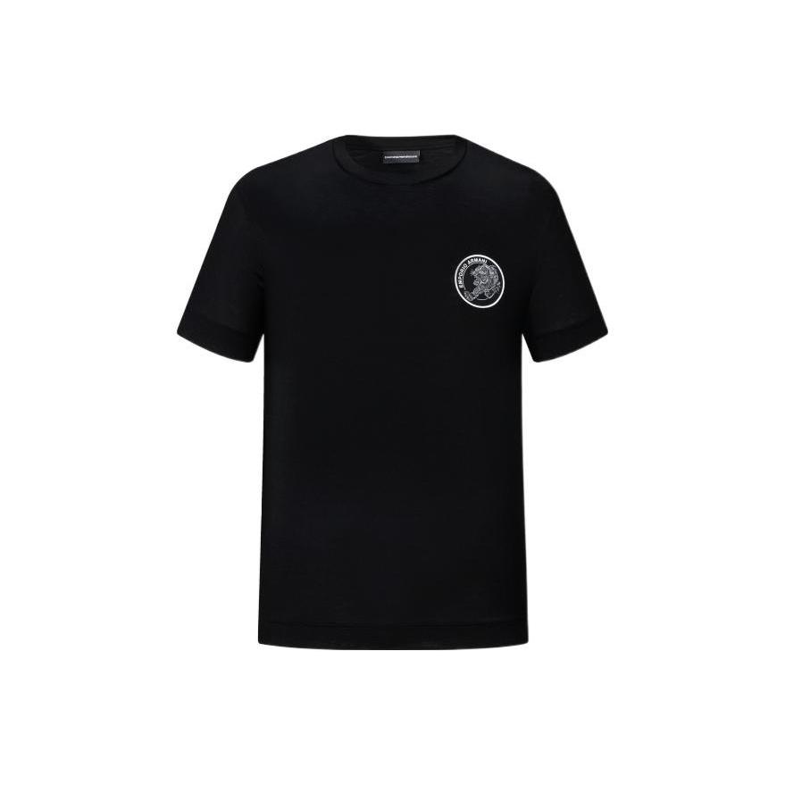 Emporio Armani Zomer 22 Tijger Geborduurd Korte Mouw T-shirt Heren Tops Zwart 3L1TCH-1JUVZ-0999 L