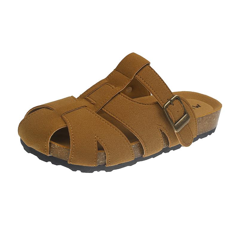 Fashion Baotou Semi-slippers Women's Summer Wear New Woven Hollow Flat Bottom Non-slip Wear-resistant Roman Cool Drag