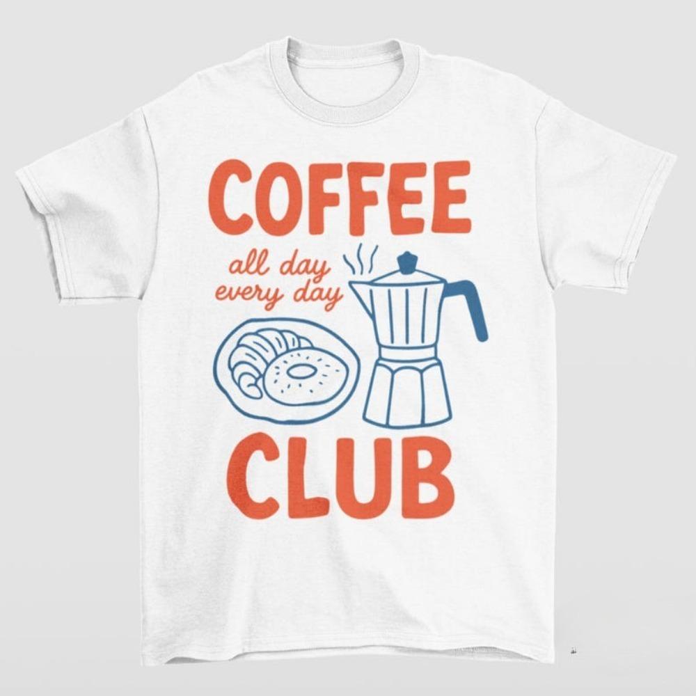 Coffee Club Unisex Shirt Coffee Lover Gift Retro Coffee And Donut Shirt Funny Barista Gift Caffeine Addict Tees
