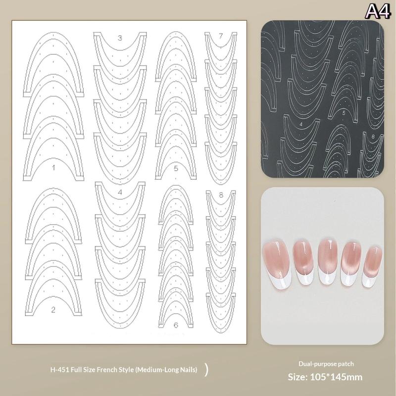

Hollow Transparent Lace Simple French Nail Stickers Self-Adhesive Slider Nail Art Decals Edges Templates Patting A4