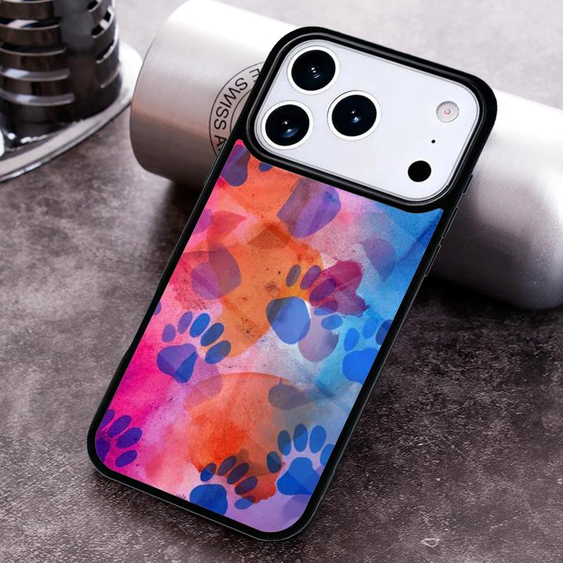 

Paw Pattern Orange Phone Case for iPhone 17 16 15 Pro Max Air 14 13 12 11 Plus Shockproof Capa Cover iPhone 13 Pro