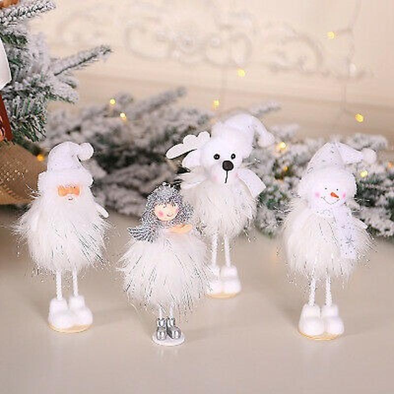 Party Decoration Christmas New Silver Silk Plush Standing Doll Window Snowman Decoration Gift