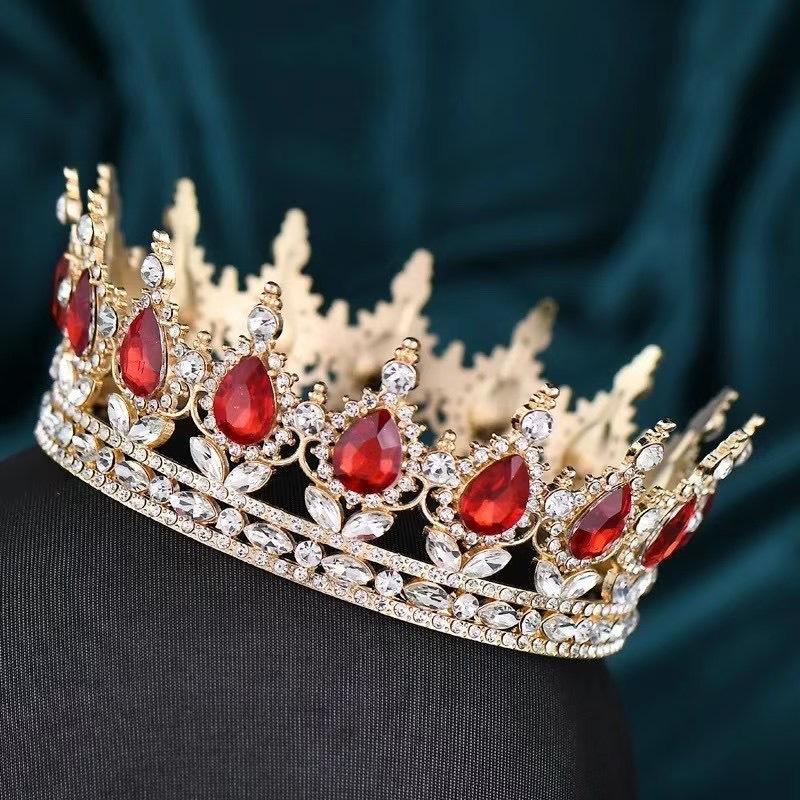 European and American Baroque Alloy Teardrop Crown Headwear for Brides Wedding Photography Accessories Full Round Coming of Age Ceremony Headwear