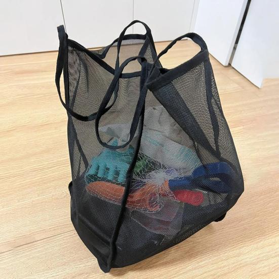 Storage Bag Large Capacity Mesh Tote Breathable Transparent Beach Bag for Swim Gym Shopping Foldable Compact Travel Bag Multipurpose Organizer