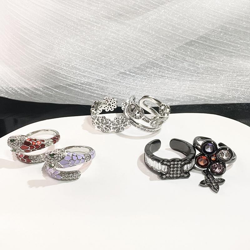 Niche Design Sense Cold Wind Snake Ring Stacking High Sense Personality Zir*****Pen Ring Female Tide