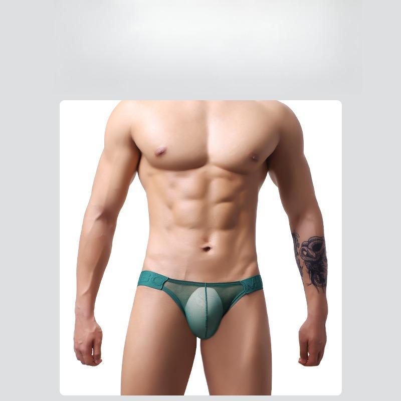 Men'S Underwear Sexy U Convex Pouch Lingerie Underpants Tight Low Rise Briefs Mesh Transparent Jockstrap High Elastic Panties