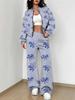 Black Retro Style Explosion Autumn and Winter New European and American Women's Clothing Flower Printing Suit Women