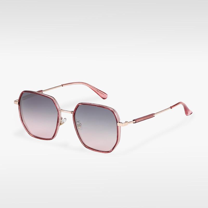 P28123 Fashion New Polarized Sunglasses Men Metal Square Frame Sunscreen Glasses Women Big Face Slimming Personalized Eyewear Uv375