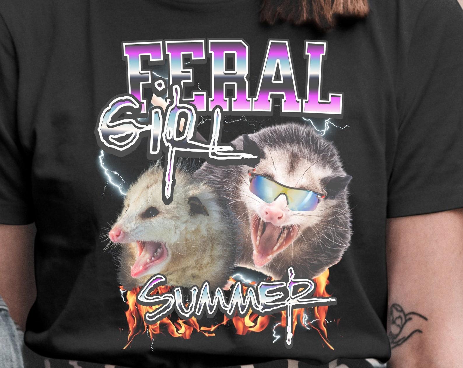 Feral Girl Summer Opossum T-Shirt, Funny Meme Shirt 4XL
